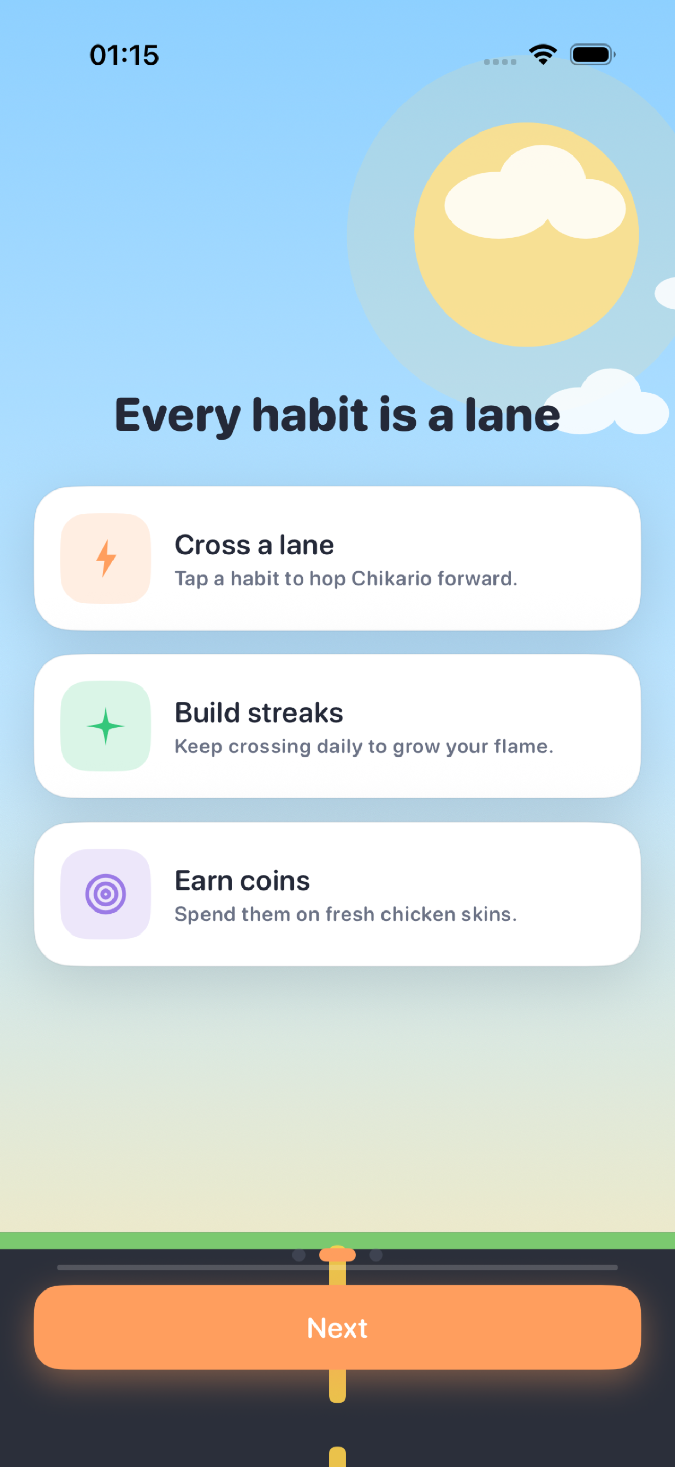 Chikario progress and streak dashboard